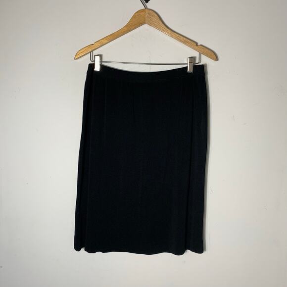 Womens Ming Wang Black Knitwear Knee Length Skirt Size L EUC! - Picture 2 of 2
